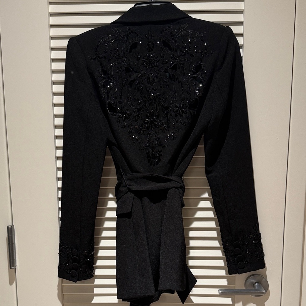 Badgley Mischka Beaded Back Panel Wrap Blazer - Picture 5 of 6